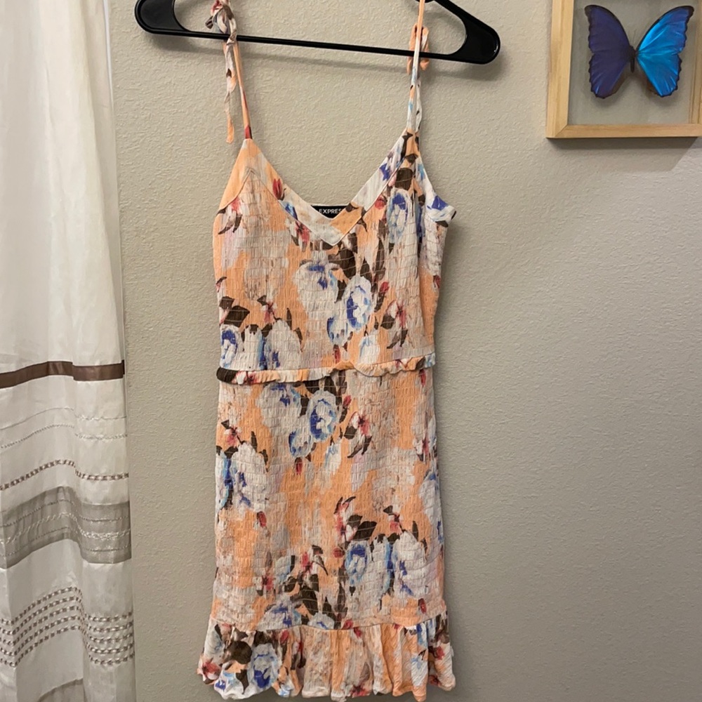 Peach with gold detail mini dress